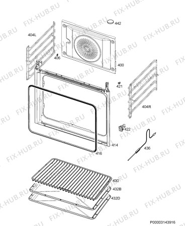 Взрыв-схема плиты (духовки) Electrolux EOC6841BOX - Схема узла Oven